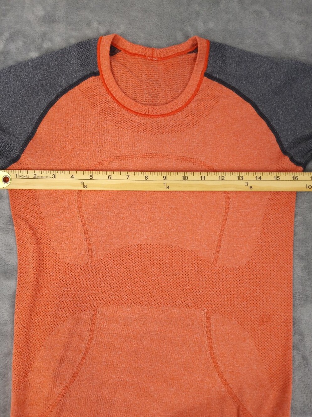 lululemon Women's Ribbed Long Sleeve Top - Bright Orange with Gray Trim Size 6 - Picture 11 of 14
